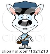 Clipart Of A Cartoon Happy White Rabbit Mail Man Royalty Free Vector Illustration