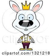 Clipart Of A Cartoon Happy White Rabbit Prince Royalty Free Vector Illustration