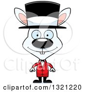 Cartoon Happy White Rabbit Circus Ringmaster