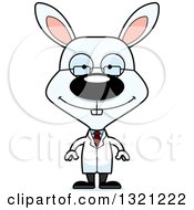 Clipart Of A Cartoon Happy White Rabbit Scientist Royalty Free Vector Illustration