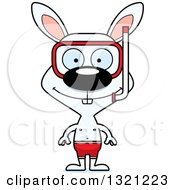 Poster, Art Print Of Cartoon Happy White Rabbit In Snorkel Gear