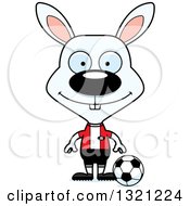 Poster, Art Print Of Cartoon Happy White Rabbit Soccer Player