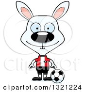 Clipart Of A Cartoon Happy White Rabbit Soccer Player Royalty Free Vector Illustration
