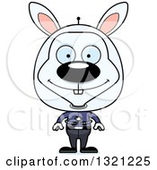 Clipart Of A Cartoon Happy White Spaceman Rabbit Royalty Free Vector Illustration