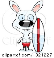 Clipart Of A Cartoon Happy White Rabbit Surfer Royalty Free Vector Illustration