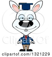 Clipart Of A Cartoon Happy White Rabbit Professor Royalty Free Vector Illustration