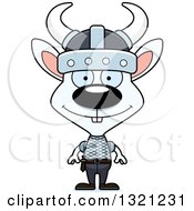 Clipart Of A Cartoon Happy White Viking Rabbit Royalty Free Vector Illustration