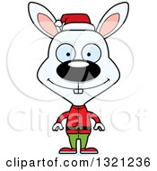 Poster, Art Print Of Cartoon Happy White Rabbit Christmas Elf