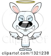 Clipart Of A Cartoon Mad White Rabbit Angel Royalty Free Vector Illustration