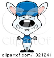 Clipart Of A Cartoon Mad White Rabbit Baseball Player Royalty Free Vector Illustration