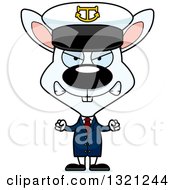 Clipart Of A Cartoon Mad White Rabbit Captain Royalty Free Vector Illustration