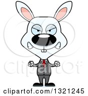 Clipart Of A Cartoon Mad White Rabbit Business Man Royalty Free Vector Illustration