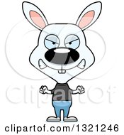 Clipart Of A Cartoon Mad White Casual Rabbit Royalty Free Vector Illustration