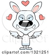 Clipart Of A Cartoon Mad White Rabbit Cupid Royalty Free Vector Illustration