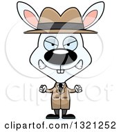 Clipart Of A Cartoon Mad White Rabbit Detective Royalty Free Vector Illustration