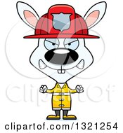Poster, Art Print Of Cartoon Mad White Rabbit Fire Fighter