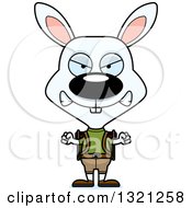 Clipart Of A Cartoon Mad White Rabbit Hiker Royalty Free Vector Illustration