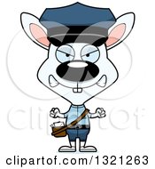 Clipart Of A Cartoon Mad White Rabbit Mail Man Royalty Free Vector Illustration