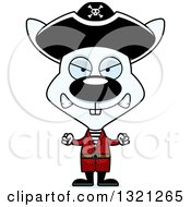 Clipart Of A Cartoon Mad White Rabbit Pirate Royalty Free Vector Illustration