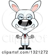 Clipart Of A Cartoon Mad White Rabbit Scientist Royalty Free Vector Illustration