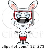 Poster, Art Print Of Cartoon Mad White Rabbit In Snorkel Gear