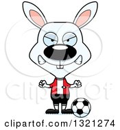 Poster, Art Print Of Cartoon Mad White Rabbit Soccer Player