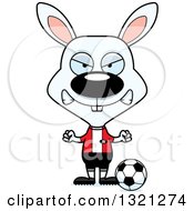 Clipart Of A Cartoon Mad White Rabbit Soccer Player Royalty Free Vector Illustration