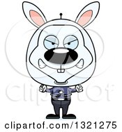 Clipart Of A Cartoon Mad White Spaceman Rabbit Royalty Free Vector Illustration