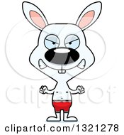 Clipart Of A Cartoon Mad Rabbit Swimmer Royalty Free Vector Illustration