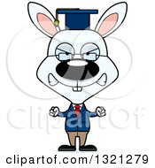 Clipart Of A Cartoon Mad White Rabbit Professor Royalty Free Vector Illustration