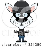 Clipart Of A Cartoon Mad White Rabbit Robber Royalty Free Vector Illustration