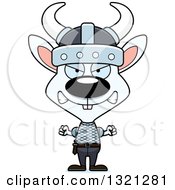 Clipart Of A Cartoon Mad White Viking Rabbit Royalty Free Vector Illustration