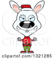 Clipart Of A Cartoon Mad White Rabbit Christmas Elf Royalty Free Vector Illustration