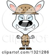 Clipart Of A Cartoon Mad White Rabbit Zookeeper Royalty Free Vector Illustration