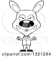 Lineart Clipart Of A Cartoon Black And White Mad Rabbit Business Man Royalty Free Outline Vector Illustration