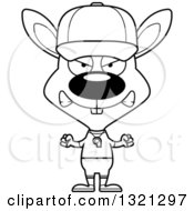 Lineart Clipart Of A Cartoon Black And White Mad Rabbit Baseball Coach Royalty Free Outline Vector Illustration