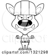 Lineart Clipart Of A Cartoon Black And White Mad Rabbit Construction Worker Royalty Free Outline Vector Illustration