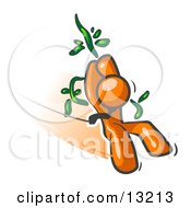 Orange Man Swinging On A Vine Like Tarzan Clipart Illustration