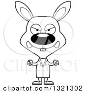 Lineart Clipart Of A Cartoon Black And White Mad Rabbit Doctor Royalty Free Outline Vector Illustration