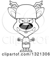 Lineart Clipart Of A Cartoon Black And White Mad Rabbit Hermes Royalty Free Outline Vector Illustration