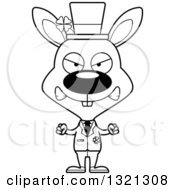 Lineart Clipart Of A Cartoon Black And White Mad St Patricks Day Irish Rabbit Royalty Free Outline Vector Illustration