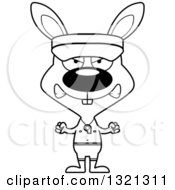 Lineart Clipart Of A Cartoon Black And White Mad Rabbit Lifeguard Royalty Free Outline Vector Illustration