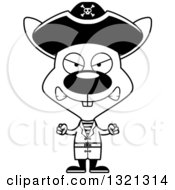 Lineart Clipart Of A Cartoon Black And White Mad Rabbit Pirate Royalty Free Outline Vector Illustration
