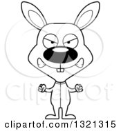 Lineart Clipart Of A Cartoon Black And White Mad Rabbit In Pjs Royalty Free Outline Vector Illustration