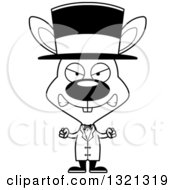 Lineart Clipart Of A Cartoon Black And White Mad Rabbit Circus Ringmaster Royalty Free Outline Vector Illustration