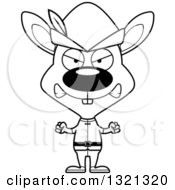 Lineart Clipart Of A Cartoon Black And White Mad Rabbit Robin Hood Royalty Free Outline Vector Illustration