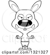Lineart Clipart Of A Cartoon Black And White Mad Rabbit Swimmer Royalty Free Outline Vector Illustration