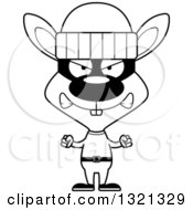 Lineart Clipart Of A Cartoon Black And White Mad Rabbit Robber Royalty Free Outline Vector Illustration