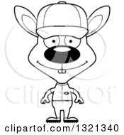 Lineart Clipart Of A Cartoon Black And White Happy Rabbit Baseball Coach Royalty Free Outline Vector Illustration