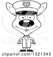 Lineart Clipart Of A Cartoon Black And White Rabbit Captain Royalty Free Outline Vector Illustration